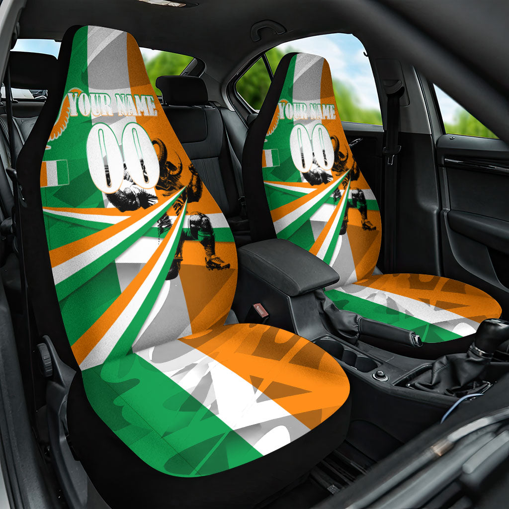 Personalized Ivory Coast Football Elephant Champion Car Seat Cover Cote d Ivoire Flag Colors Heritage
