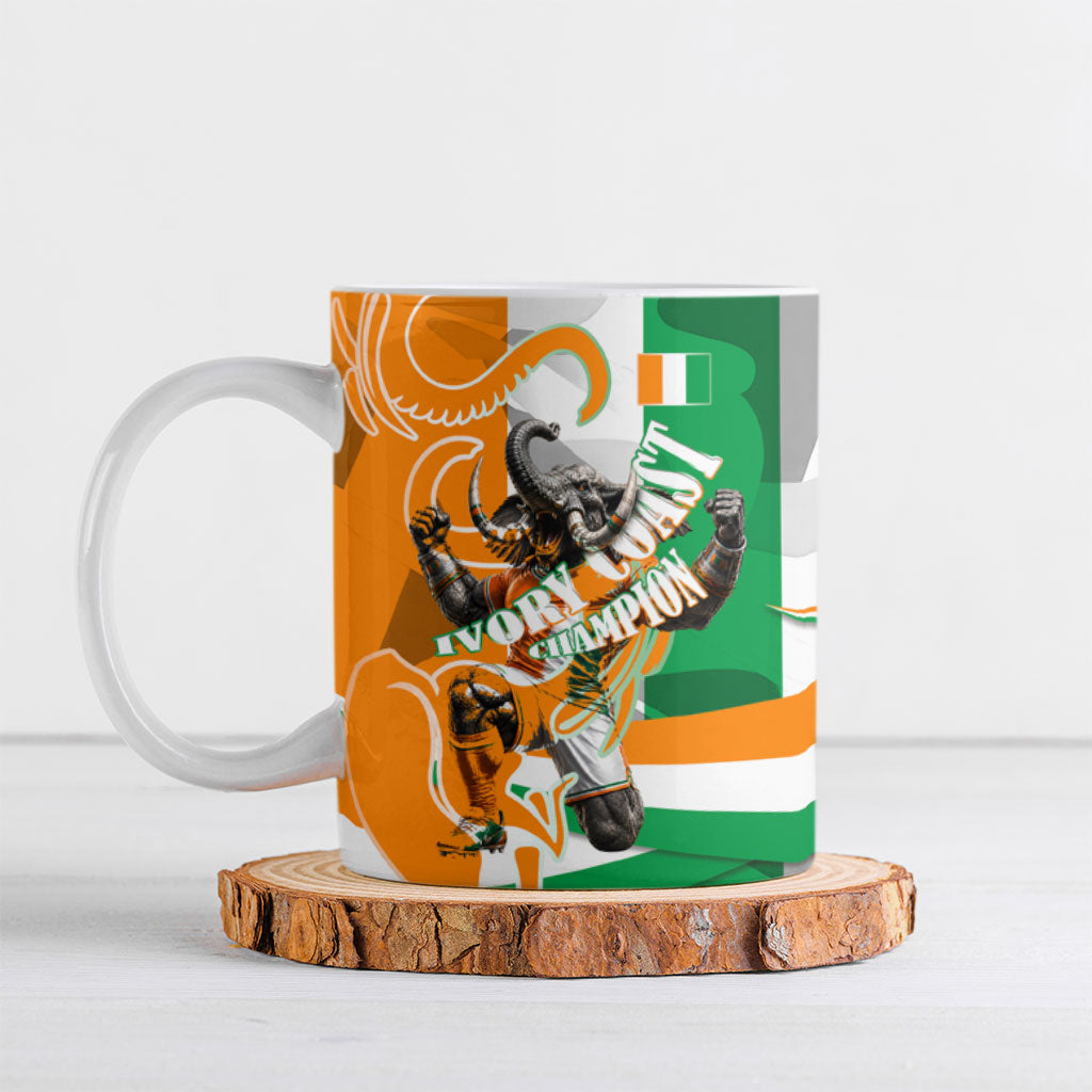 Personalized Ivory Coast Football Elephant Champion Ceramic Mug Cote d Ivoire Flag Colors Heritage