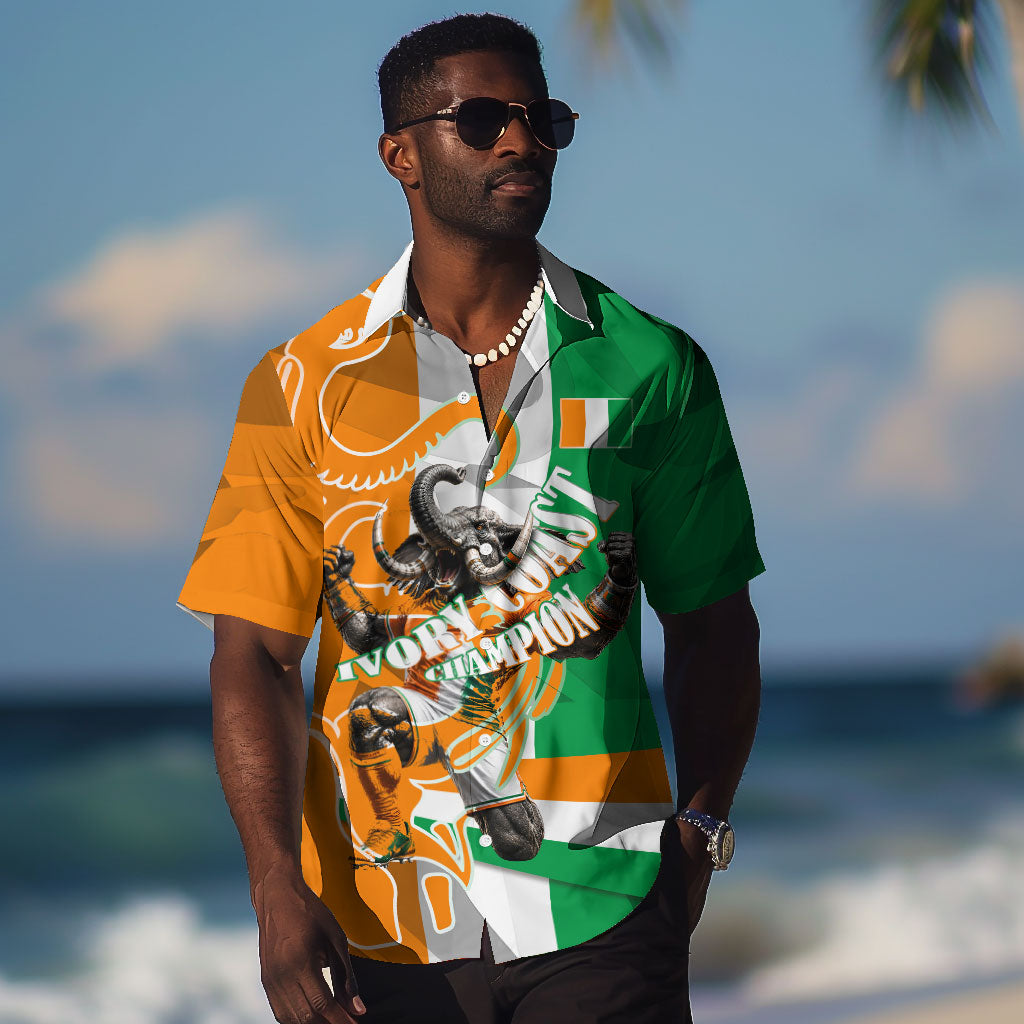 Personalized Ivory Coast Football Elephant Champion Hawaiian Shirt Cote d Ivoire Flag Colors Heritage