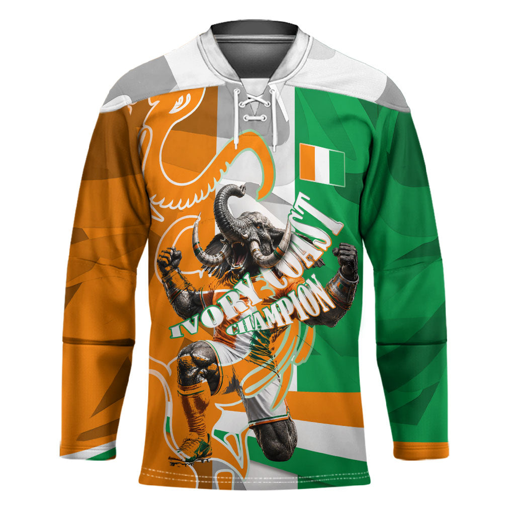 Personalized Ivory Coast Football Elephant Champion Hockey Jersey Cote d Ivoire Flag Colors Heritage