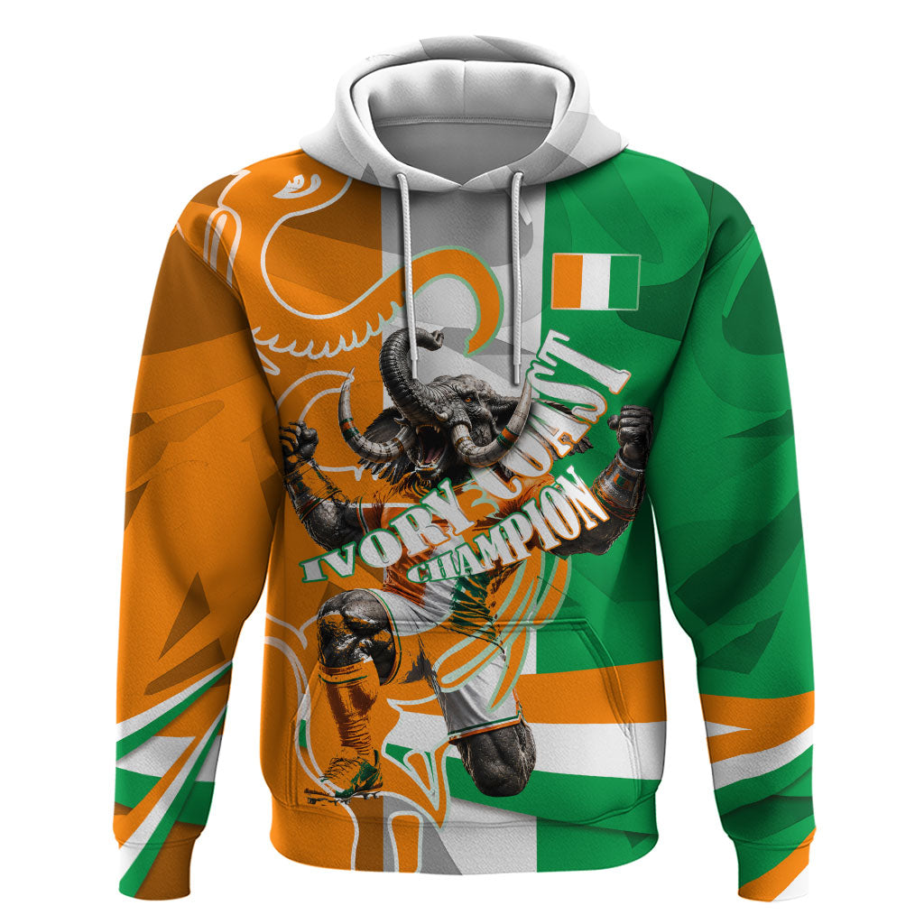 Personalized Ivory Coast Football Elephant Champion Hoodie Cote d Ivoire Flag Colors Heritage