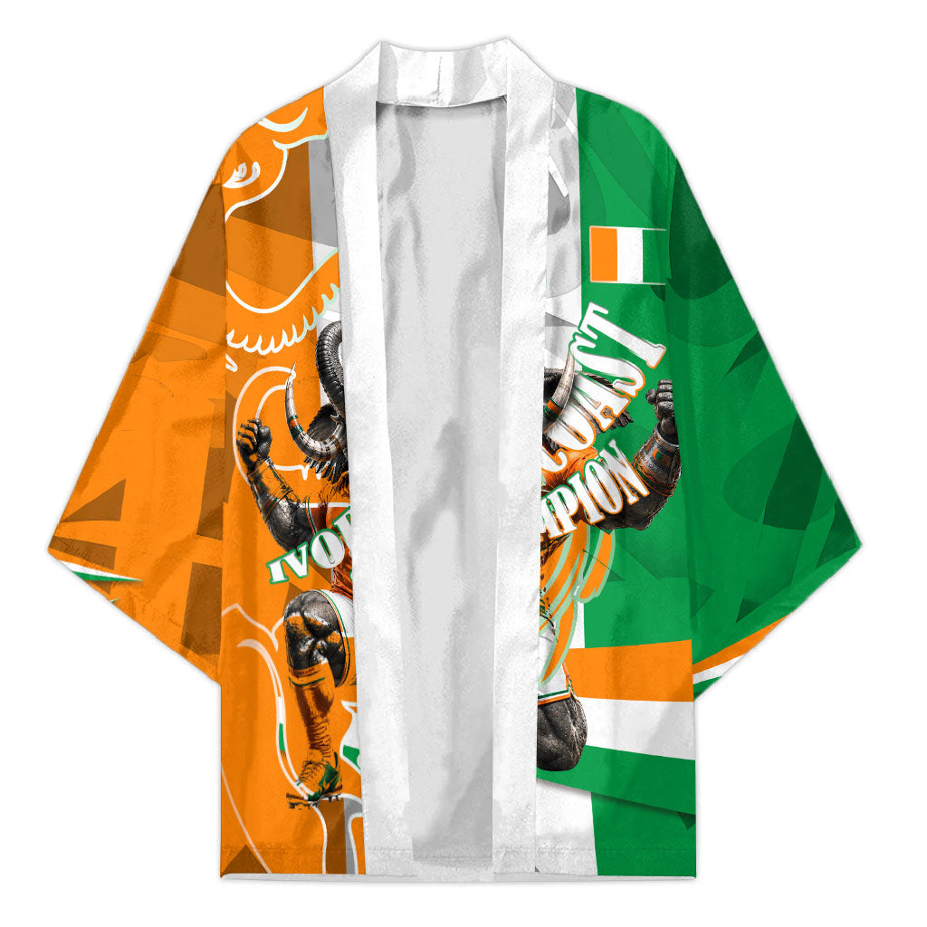 Personalized Ivory Coast Football Elephant Champion Kimono Cote d Ivoire Flag Colors Heritage