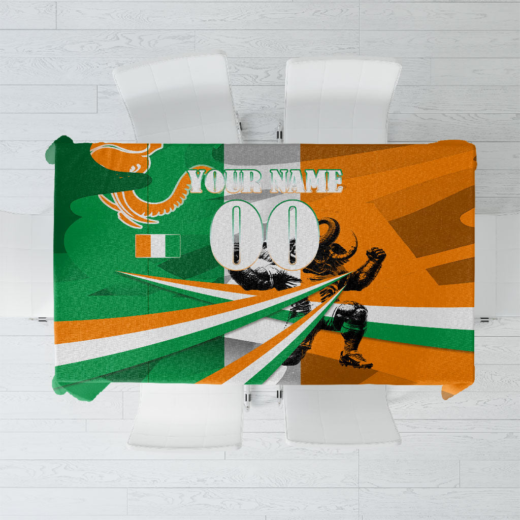 Personalized Ivory Coast Football Elephant Champion Tablecloth Cote d Ivoire Flag Colors Heritage