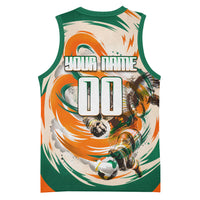 Personalized Ivory Coast Football Basketball Jersey Les Elephants Swirl Pattern Heritage Mascot Art