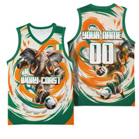 Personalized Ivory Coast Football Basketball Jersey Les Elephants Swirl Pattern Heritage Mascot Art