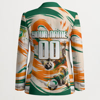 Personalized Ivory Coast Football Blazer Les Elephants Swirl Pattern Heritage Mascot Art