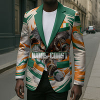 Personalized Ivory Coast Football Blazer Les Elephants Swirl Pattern Heritage Mascot Art