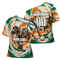 Personalized Ivory Coast Football Cross Shoulder Shirt Les Elephants Swirl Pattern Heritage Mascot Art
