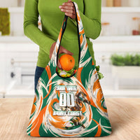 Personalized Ivory Coast Football Grocery Bag Les Elephants Swirl Pattern Heritage Mascot Art