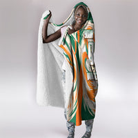 Personalized Ivory Coast Football Hooded Blanket Les Elephants Swirl Pattern Heritage Mascot Art