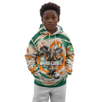 Personalized Ivory Coast Football Kid Hoodie Les Elephants Swirl Pattern Heritage Mascot Art