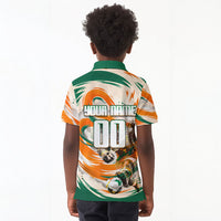 Personalized Ivory Coast Football Kid Polo Shirt Les Elephants Swirl Pattern Heritage Mascot Art