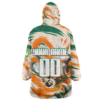 Personalized Ivory Coast Football Kid Wearable Blanket Hoodie Les Elephants Swirl Pattern Heritage Mascot Art