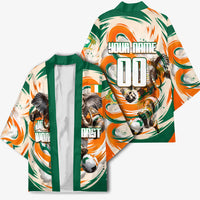 Personalized Ivory Coast Football Kimono Les Elephants Swirl Pattern Heritage Mascot Art