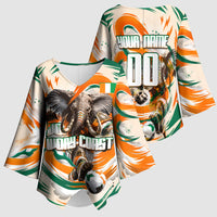 Personalized Ivory Coast Football Kimono Sleeve Blouse Les Elephants Swirl Pattern Heritage Mascot Art