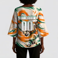 Personalized Ivory Coast Football Kimono Sleeve Blouse Les Elephants Swirl Pattern Heritage Mascot Art