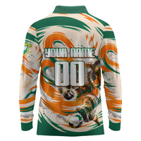 Personalized Ivory Coast Football Long Sleeve Polo Shirt Les Elephants Swirl Pattern Heritage Mascot Art