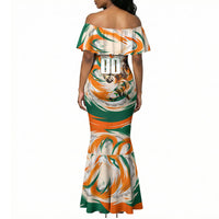 Personalized Ivory Coast Football Mermaid Dress Les Elephants Swirl Pattern Heritage Mascot Art