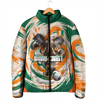 Personalized Ivory Coast Football Padded Jacket Les Elephants Swirl Pattern Heritage Mascot Art