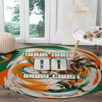Personalized Ivory Coast Football Round Carpet Les Elephants Swirl Pattern Heritage Mascot Art