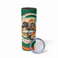 Personalized Ivory Coast Football Skinny Tumbler Les Elephants Swirl Pattern Heritage Mascot Art