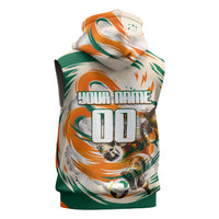 Personalized Ivory Coast Football Sleeveless Hoodie Les Elephants Swirl Pattern Heritage Mascot Art