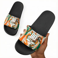 Personalized Ivory Coast Football Slide Sandals Les Elephants Swirl Pattern Heritage Mascot Art
