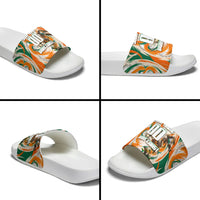Personalized Ivory Coast Football Slide Sandals Les Elephants Swirl Pattern Heritage Mascot Art