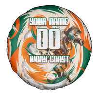 Personalized Ivory Coast Football Spare Tire Cover Les Elephants Swirl Pattern Heritage Mascot Art