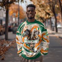 Personalized Ivory Coast Football Sweatshirt Les Elephants Swirl Pattern Heritage Mascot Art