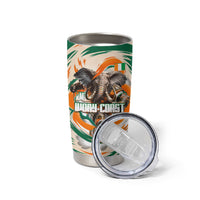 Personalized Ivory Coast Football Tumbler Cup Les Elephants Swirl Pattern Heritage Mascot Art