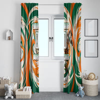 Personalized Ivory Coast Football Window Curtain Les Elephants Swirl Pattern Heritage Mascot Art
