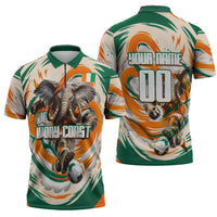 Personalized Ivory Coast Football Zipper Polo Shirt Les Elephants Swirl Pattern Heritage Mascot Art