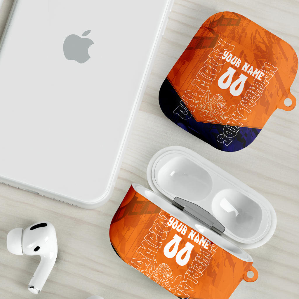 Personalized Netherlands Football Lion AirPods Case Oranje Pride Holland National Flag Graffiti Art