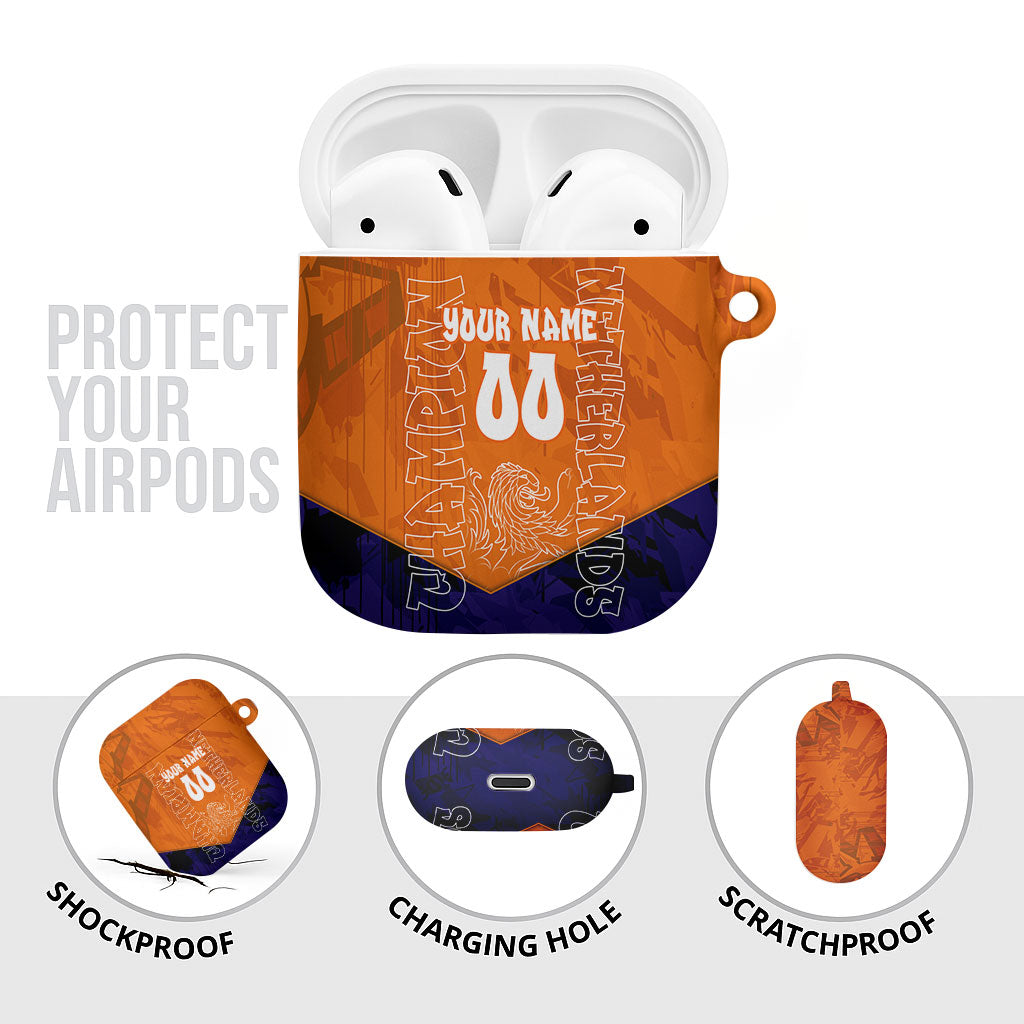 Personalized Netherlands Football Lion AirPods Case Oranje Pride Holland National Flag Graffiti Art