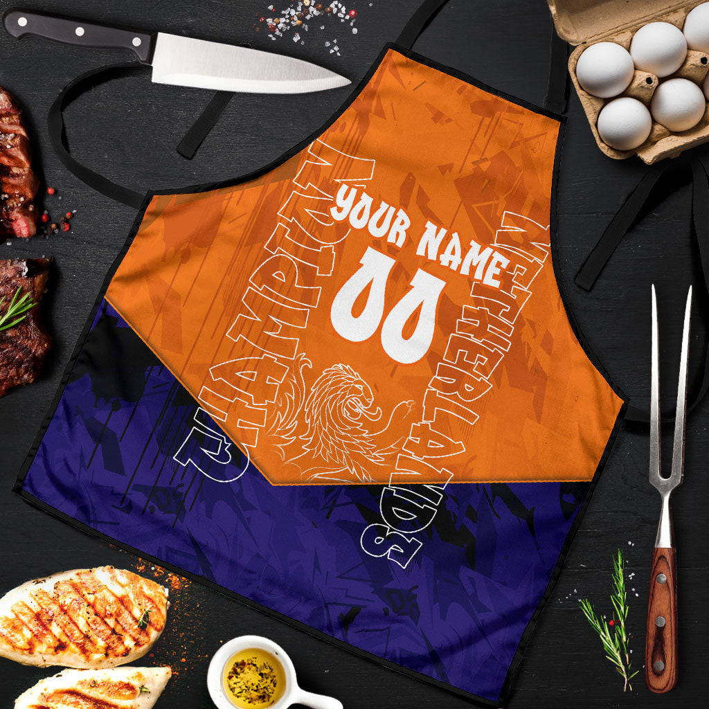 Personalized Netherlands Football Lion Apron Oranje Pride Holland National Flag Graffiti Art