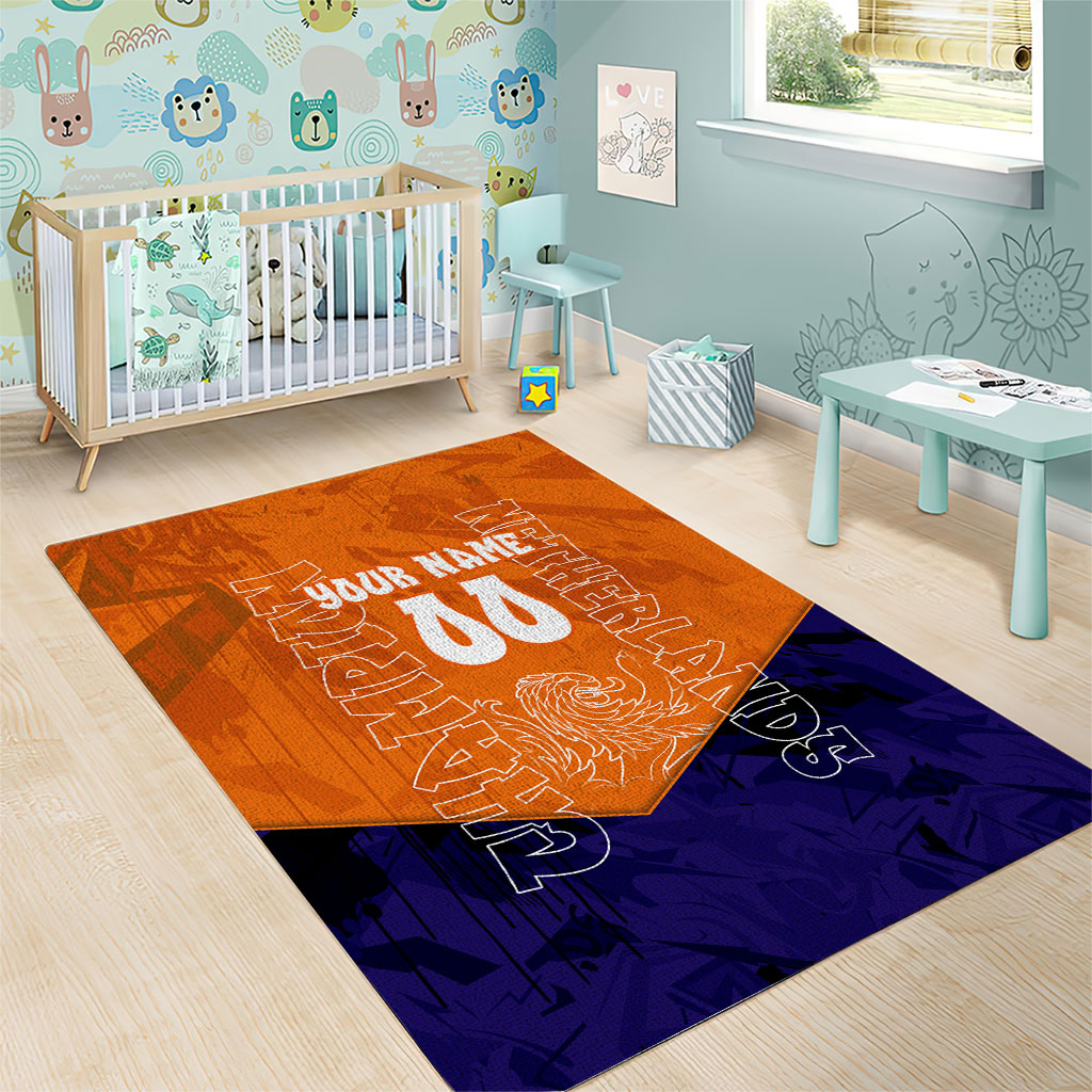 Personalized Netherlands Football Lion Area Rug Oranje Pride Holland National Flag Graffiti Art