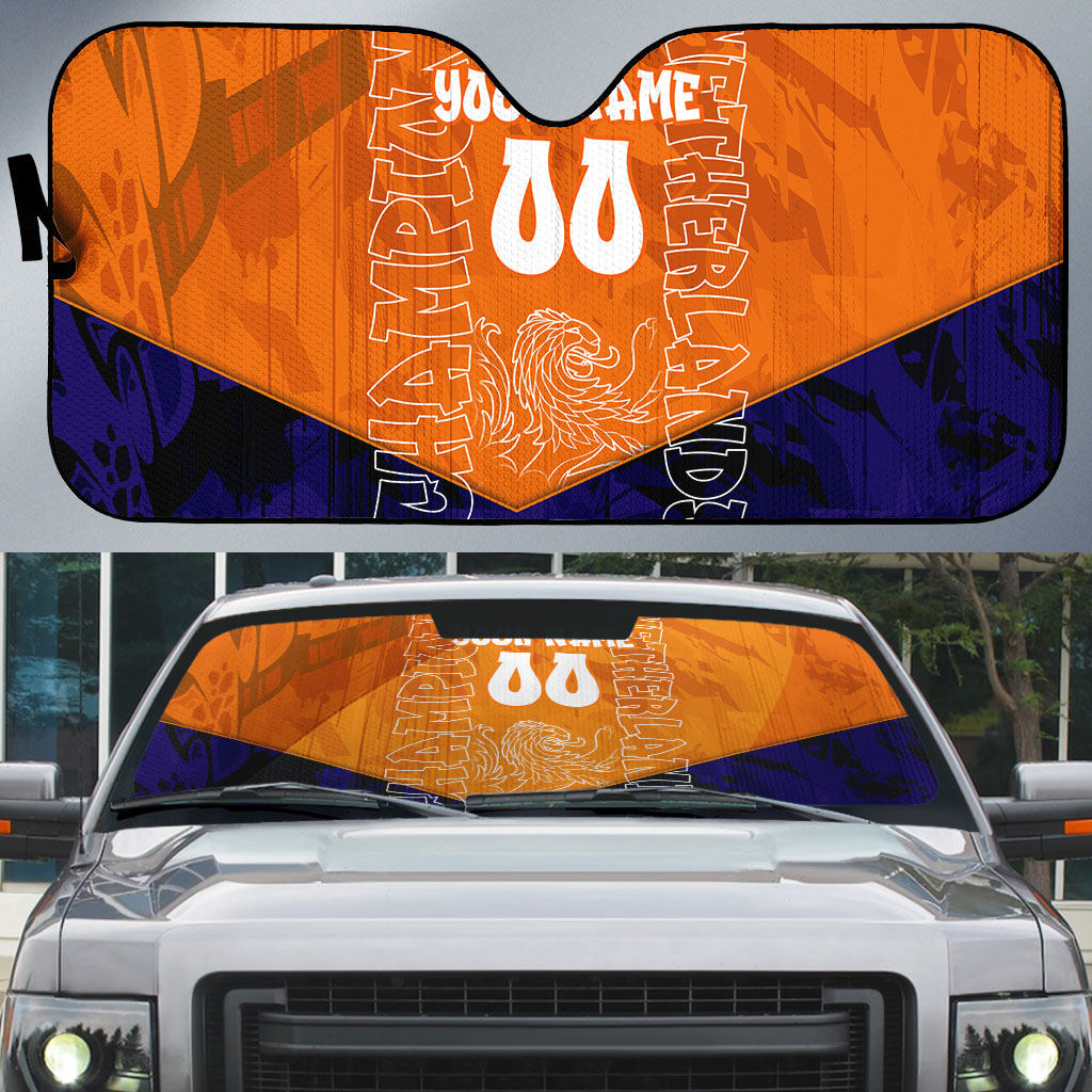 Personalized Netherlands Football Lion Auto Sun Shade Oranje Pride Holland National Flag Graffiti Art