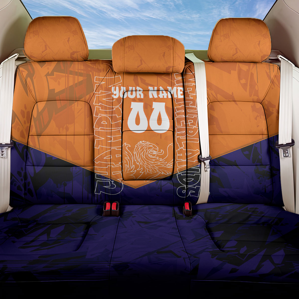 Personalized Netherlands Football Lion Back Car Seat Cover Oranje Pride Holland National Flag Graffiti Art