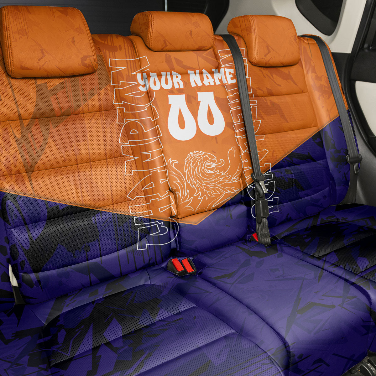 Personalized Netherlands Football Lion Back Car Seat Cover Oranje Pride Holland National Flag Graffiti Art