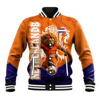 Personalized Netherlands Football Lion Baseball Jacket Oranje Pride Holland National Flag Graffiti Art