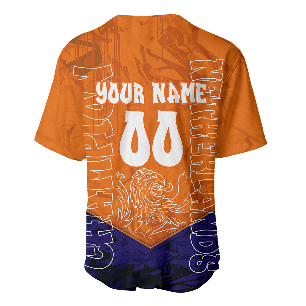 Personalized Netherlands Football Lion Baseball Jersey Oranje Pride Holland National Flag Graffiti Art