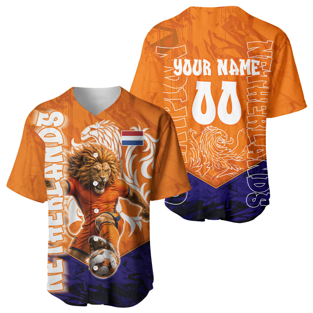 Personalized Netherlands Football Lion Baseball Jersey Oranje Pride Holland National Flag Graffiti Art