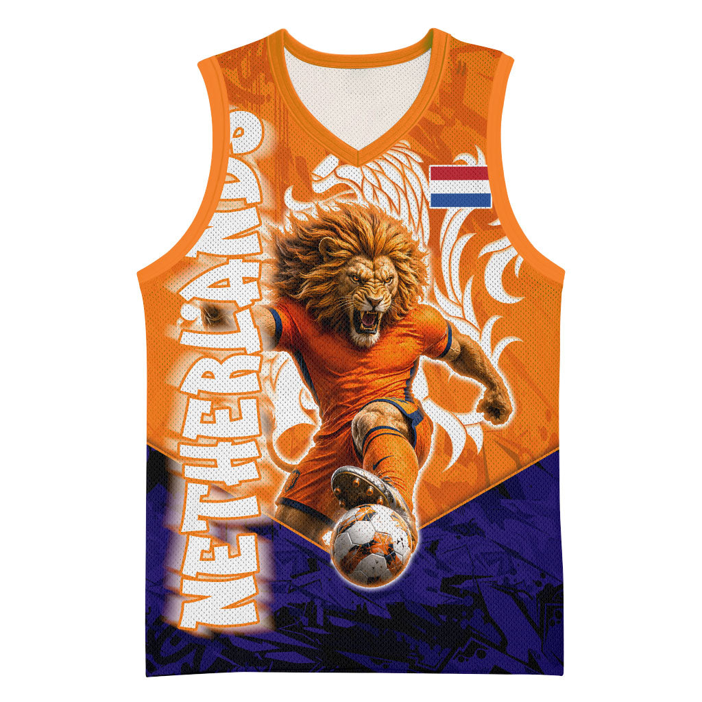 Personalized Netherlands Football Lion Basketball Jersey Oranje Pride Holland National Flag Graffiti Art