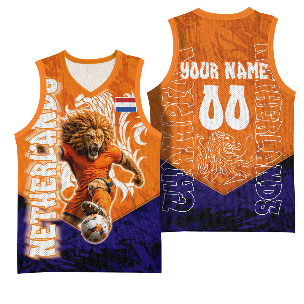 Personalized Netherlands Football Lion Basketball Jersey Oranje Pride Holland National Flag Graffiti Art