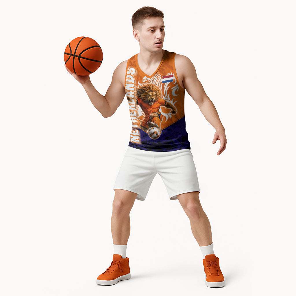 Personalized Netherlands Football Lion Basketball Jersey Oranje Pride Holland National Flag Graffiti Art