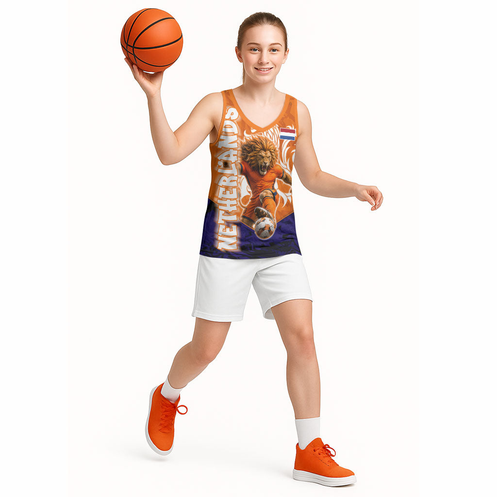 Personalized Netherlands Football Lion Basketball Jersey Oranje Pride Holland National Flag Graffiti Art