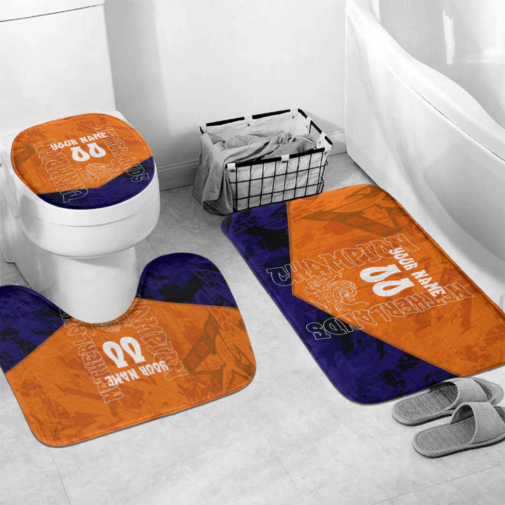 Personalized Netherlands Football Lion Bathroom Set Oranje Pride Holland National Flag Graffiti Art