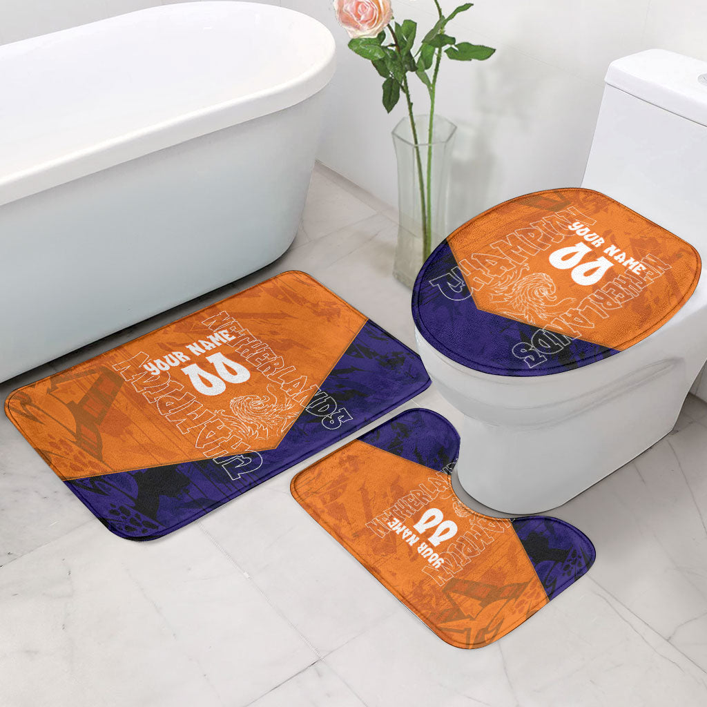 Personalized Netherlands Football Lion Bathroom Set Oranje Pride Holland National Flag Graffiti Art