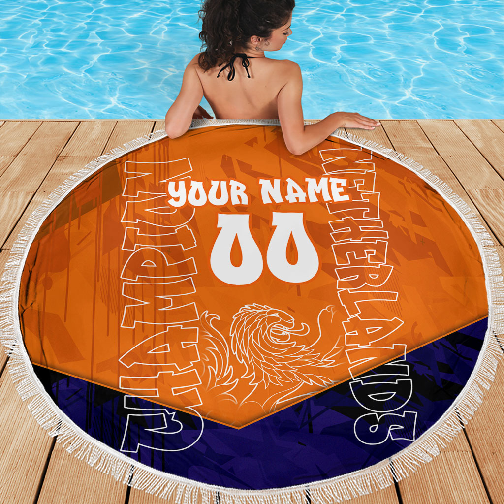 Personalized Netherlands Football Lion Beach Blanket Oranje Pride Holland National Flag Graffiti Art